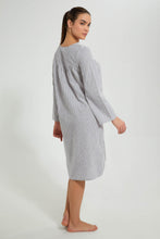 Load image into Gallery viewer, Redtag-Navy/Red-Yarn-Dyed-Stripe-Nightgown-With-Embroideredroidery-Yoke-Nightgowns-Women's-0