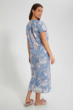 تنزيل الصورة على معرض الصور، Redtag-Blue-Floral-Printed-Nightgown-Nightgowns-Women's-