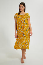 تنزيل الصورة على معرض الصور، Redtag-Yellow-Floral-Printed-Nightgown-Nightgowns-Women's-