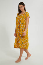 تنزيل الصورة على معرض الصور، Redtag-Yellow-Floral-Printed-Nightgown-Nightgowns-Women's-