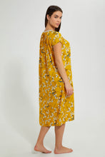 تنزيل الصورة على معرض الصور، Redtag-Yellow-Floral-Printed-Nightgown-Nightgowns-Women's-