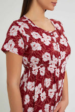 تنزيل الصورة على معرض الصور، Redtag-Maroon-Floral-Printed-Nightgown-Nightgowns-Women's-