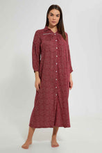 Load image into Gallery viewer, Redtag-Maroon-Polka-Printed-Nightgown-Nightgowns-Women's-