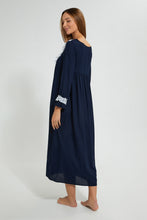Load image into Gallery viewer, Redtag-Navy-Plain-Nightgown-With-Lace-Nightgowns-Women's-