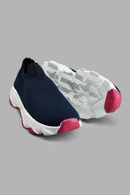 Load image into Gallery viewer, Redtag-Navy-Fly-Knit-Slip-On-Trainer-Colour:Navy,-Filter:Girls-Footwear-(5-to-14-Yrs),-GSR-Trainers,-New-In,-New-In-GSR-FOO,-Non-Sale,-S22A,-Section:Kidswear-Senior-Girls-5 to 14 Years