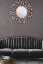 تنزيل الصورة على معرض الصور، مرآة حائط معدن باللون الذهبي