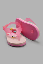 Load image into Gallery viewer, Redtag-Pale-Pink-Swan-Print-Flip-Flop-Toe-Posts-Girls-3 to 5 Years