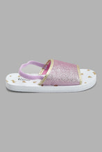 Load image into Gallery viewer, Redtag-White-Glitter-Slide-Sliders-Girls-3 to 5 Years