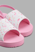 Load image into Gallery viewer, Redtag-Pink-Swan-Print-Slide-Sliders-Girls-3 to 5 Years