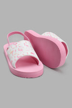 Load image into Gallery viewer, Redtag-Pink-Swan-Print-Slide-Sliders-Girls-3 to 5 Years