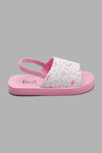 Load image into Gallery viewer, Redtag-Pink-Swan-Print-Slide-Sliders-Girls-3 to 5 Years