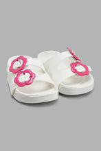 Load image into Gallery viewer, Redtag-Cream-Floral-Buckle-Slide-Sliders-Girls-3 to 5 Years