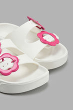 Load image into Gallery viewer, Redtag-Cream-Floral-Buckle-Slide-Sliders-Girls-3 to 5 Years