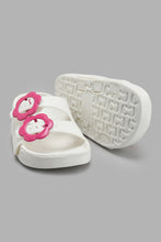 Load image into Gallery viewer, Redtag-Cream-Floral-Buckle-Slide-Sliders-Girls-3 to 5 Years