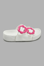 Load image into Gallery viewer, Redtag-Cream-Floral-Buckle-Slide-Sliders-Girls-3 to 5 Years