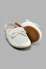 Load image into Gallery viewer, Redtag-White-Bow-Trim-Mule-Colour:White,-Filter:Girls-Footwear-(3-to-5-Yrs),-GIR-Casual-Shoes,-New-In,-New-In-GIR-FOO,-Non-Sale,-S22A,-Section:Kidswear-Girls-3 to 5 Years
