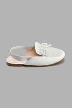Load image into Gallery viewer, Redtag-White-Bow-Trim-Mule-Colour:White,-Filter:Girls-Footwear-(3-to-5-Yrs),-GIR-Casual-Shoes,-New-In,-New-In-GIR-FOO,-Non-Sale,-S22A,-Section:Kidswear-Girls-3 to 5 Years