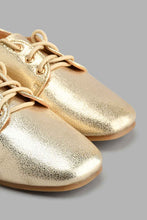 Load image into Gallery viewer, Redtag-Gold-Lace-Up-Brogue-Colour:Gold,-Filter:Girls-Footwear-(3-to-5-Yrs),-GIR-Casual-Shoes,-New-In,-New-In-GIR-FOO,-Non-Sale,-S22A,-Section:Kidswear-Girls-3 to 5 Years