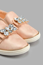 Load image into Gallery viewer, Redtag-Pale-Pink-Diamante-Trim-Plimsolls-Colour:Pink,-Filter:Girls-Footwear-(3-to-5-Yrs),-GIR-Casual-Shoes,-New-In,-New-In-GIR-FOO,-Non-Sale,-S22A,-Section:Kidswear-Girls-3 to 5 Years