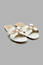 Load image into Gallery viewer, Redtag-White-Chain-Trim-Mule-Colour:White,-Filter:Women's-Footwear,-New-In,-New-In-Women-FOO,-Non-Sale,-S22A,-Section:Women,-Women-Casual-Sandals-Women's-