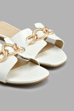 Load image into Gallery viewer, Redtag-White-Chain-Trim-Mule-Colour:White,-Filter:Women's-Footwear,-New-In,-New-In-Women-FOO,-Non-Sale,-S22A,-Section:Women,-Women-Casual-Sandals-Women's-