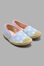 Load image into Gallery viewer, Redtag-Pale-Blue-Pom-Pom-Espadrilles-Ballerinas-Girls-3 to 5 Years