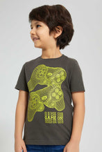 تنزيل الصورة على معرض الصور، Redtag-Dark-Grey-Controller-Graphic-T-Shirt-Graphic-Prints-Boys-2 to 8 Years