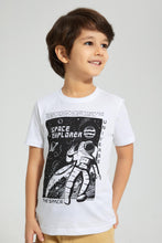 تنزيل الصورة على معرض الصور، Redtag-White-Spaceman-T-Shirt-Graphic-Prints-Boys-2 to 8 Years