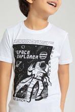 تنزيل الصورة على معرض الصور، Redtag-White-Spaceman-T-Shirt-Graphic-Prints-Boys-2 to 8 Years