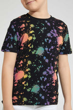 Load image into Gallery viewer, Redtag-Black-Splodge-T-Shirt-All-Over-Prints-Boys-2 to 8 Years