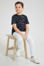 Load image into Gallery viewer, Redtag-Black-Colour-Splash-T-Shirt-All-Over-Prints-Boys-2 to 8 Years