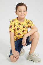 Load image into Gallery viewer, Redtag-Yellow-Dino-Digger-Print-T-Shirt-All-Over-Prints-Boys-2 to 8 Years
