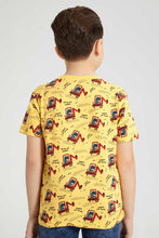 Load image into Gallery viewer, Redtag-Yellow-Dino-Digger-Print-T-Shirt-All-Over-Prints-Boys-2 to 8 Years
