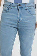 Load image into Gallery viewer, Redtag-Light-Wash-5-Pocket-Knit-Denim-Jean-Jeans-Slim-Fit-Men's-