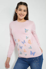 Load image into Gallery viewer, Redtag-Pink-Butterfly-Pullover-Jumpers-Senior-Girls-9 to 14 Years