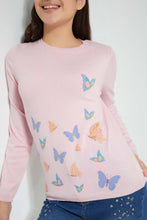 Load image into Gallery viewer, Redtag-Pink-Butterfly-Pullover-Jumpers-Senior-Girls-9 to 14 Years