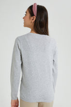 Load image into Gallery viewer, Redtag-Grey-Melange-Butterfly-Pullover-Jumpers-Senior-Girls-9 to 14 Years