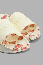 Load image into Gallery viewer, Redtag-White-Floral-Print-Slide-Sliders-Senior-Girls-5 to 14 Years