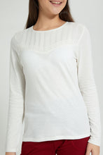 تنزيل الصورة على معرض الصور، Redtag-White-Long-Sleeve-Front-Pleating-Top-Plain-Senior-Girls-9 to 14 Years