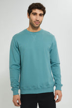 تنزيل الصورة على معرض الصور، Redtag-Green-Crew-Neck-Sweatshirt-Sweatshirts-Men's-