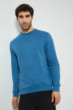 تنزيل الصورة على معرض الصور، Redtag-Blue-Crew-Neck-Sweatshirt-Sweatshirts-Men's-