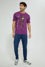 تنزيل الصورة على معرض الصور، Redtag-Purple-Digital-Printed-T-Shirt-Graphic-Prints-Men's-