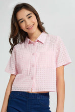 تنزيل الصورة على معرض الصور، Redtag-Pink-Organza-Crop-Shirt-Blouses-Senior-Girls-9 to 14 Years