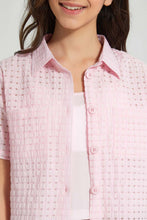 تنزيل الصورة على معرض الصور، Redtag-Pink-Organza-Crop-Shirt-Blouses-Senior-Girls-9 to 14 Years