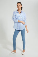 تنزيل الصورة على معرض الصور، Redtag-White/Blue-Stripes-Twofer-Shirt-Blouses-Senior-Girls-9 to 14 Years