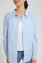 تنزيل الصورة على معرض الصور، Redtag-White/Blue-Stripes-Twofer-Shirt-Blouses-Senior-Girls-9 to 14 Years