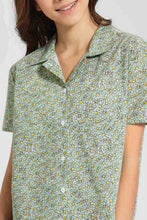 Load image into Gallery viewer, Redtag-Green-Floral-Print-Crop-Shirt-Blouses-Senior-Girls-9 to 14 Years