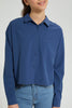 Redtag-Blue-SaT-Shirtn-Oversize-Crop-Shirt-Blouses-Senior-Girls-9 to 14 Years