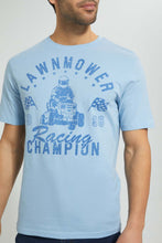 تنزيل الصورة على معرض الصور، Redtag-Sky-Blue-Graphic-T-Shirt-Graphic-Prints-Men's-