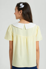 تنزيل الصورة على معرض الصور، Redtag-Yellow-Chiffly-Collar-Top-Blouses-Senior-Girls-9 to 14 Years